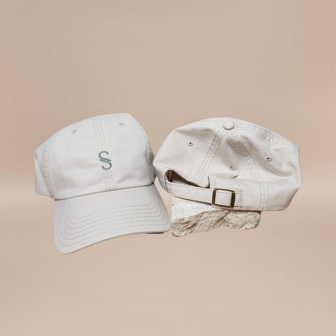 Soft 100% brushed cotton cap included in the Sentimento Summer Time curated gift box. Shows front & back of hat.